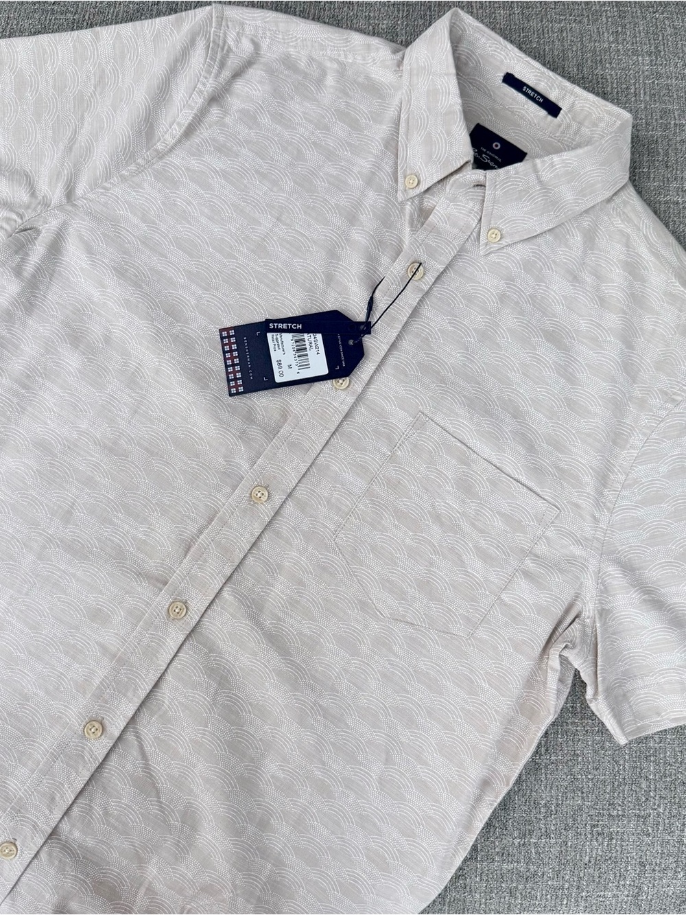 Ben Sherman Light Beige Short-Sleeve Button-Down Shirt